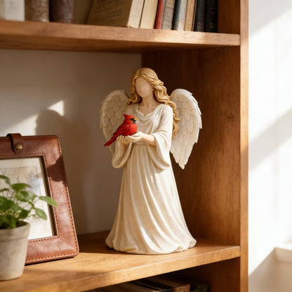 Angel Holding Bird Statue Figurine