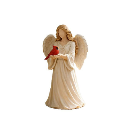 Angel Holding Bird Statue Figurine