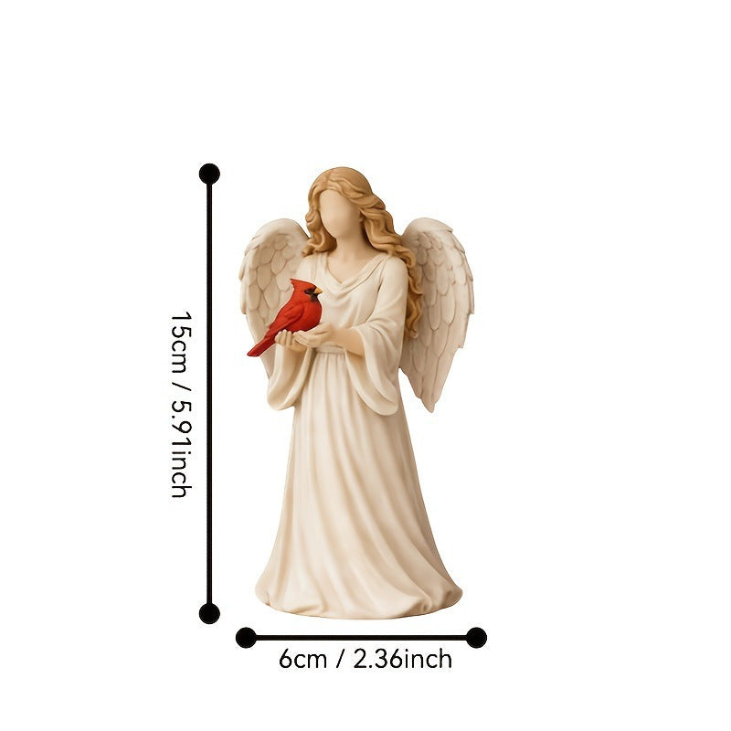 Angel Holding Bird Statue Figurine
